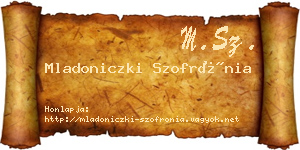 Mladoniczki Szofrónia névjegykártya